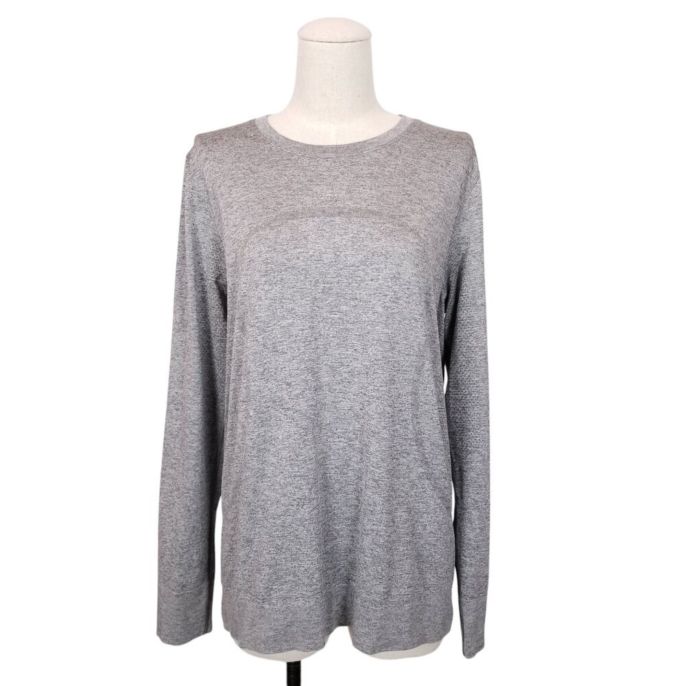 Lululemon Swiftly Relaxed Fit Long Sleeve Slate / White Sz 10